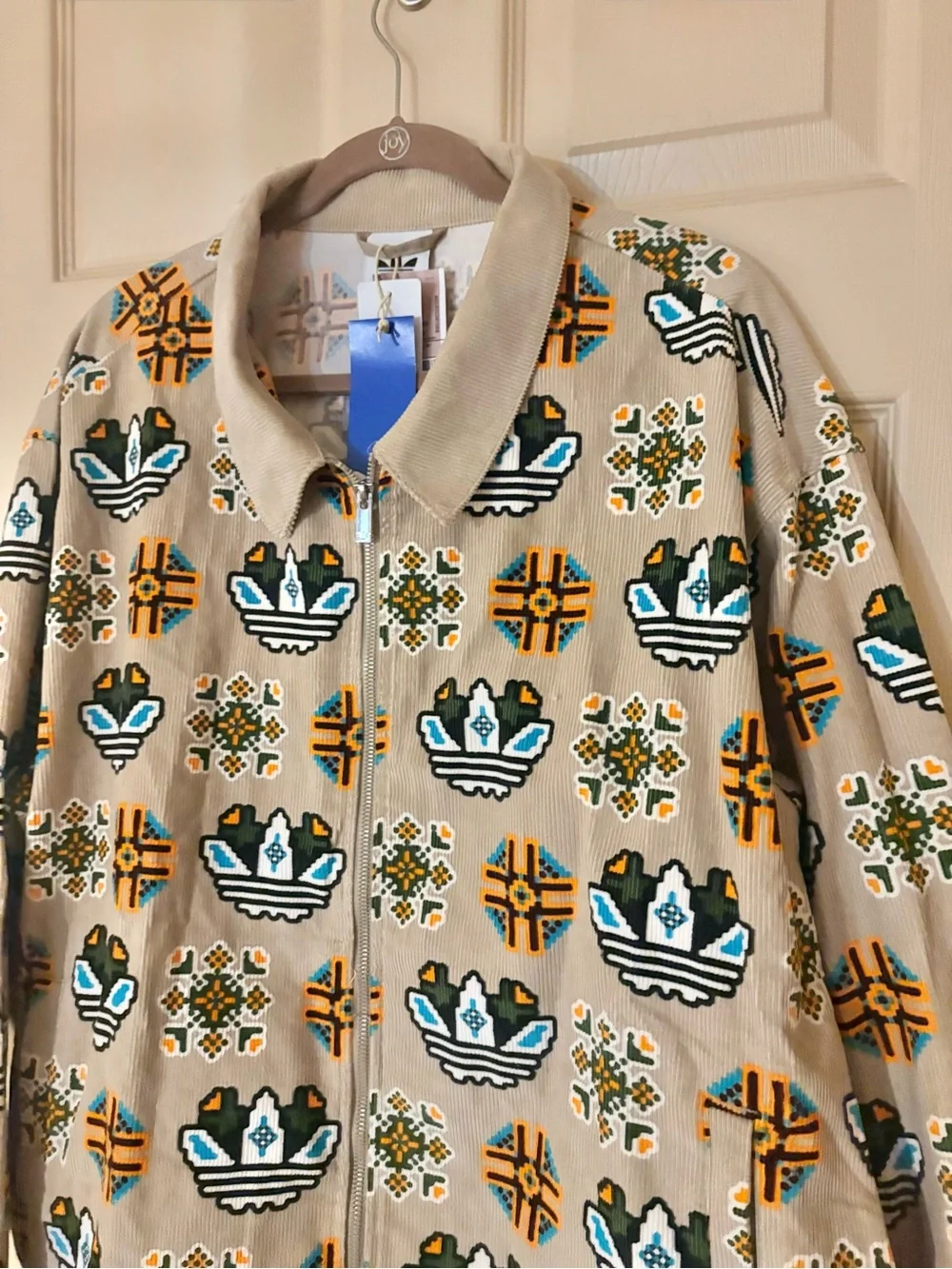 Adidas Originals Men’s 2XL Monogram All Over Print Loose Coach Tan Jacket JY2998